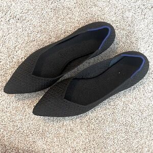 Rothy's Black Flats with Blue Trim